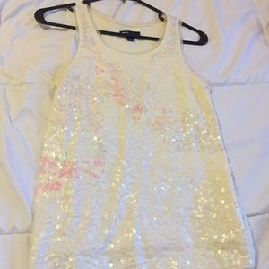 Sequin white tank top